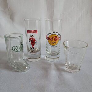 Lot of 4 Novelty Shot & Beer Glasses, Including Hard Rock Cafe